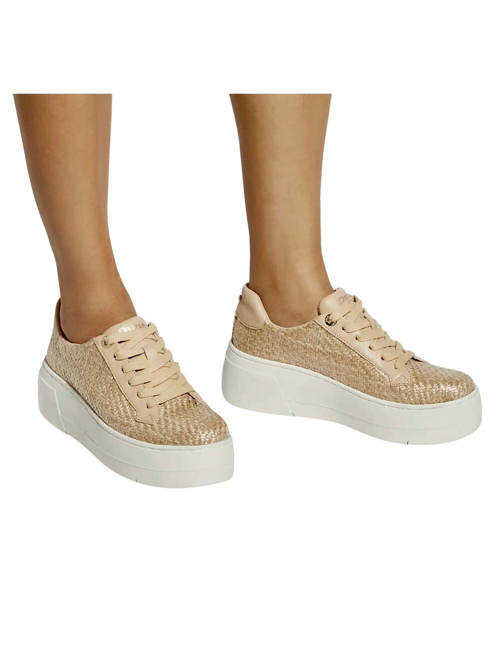 DUNE London Episode Natural Woven Platform Sneakers Lace Up Athleisure Gorpcore